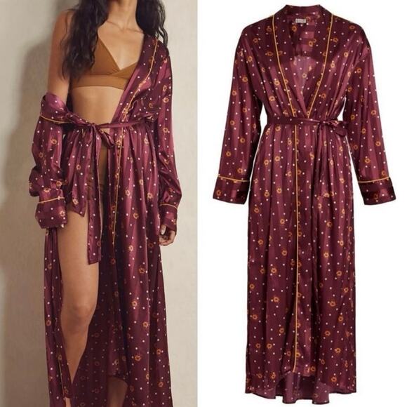 Free People Pajama Party Robe Wine Combo - Picture 1 of 10